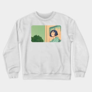 Blue-haired Anime Girl Crewneck Sweatshirt